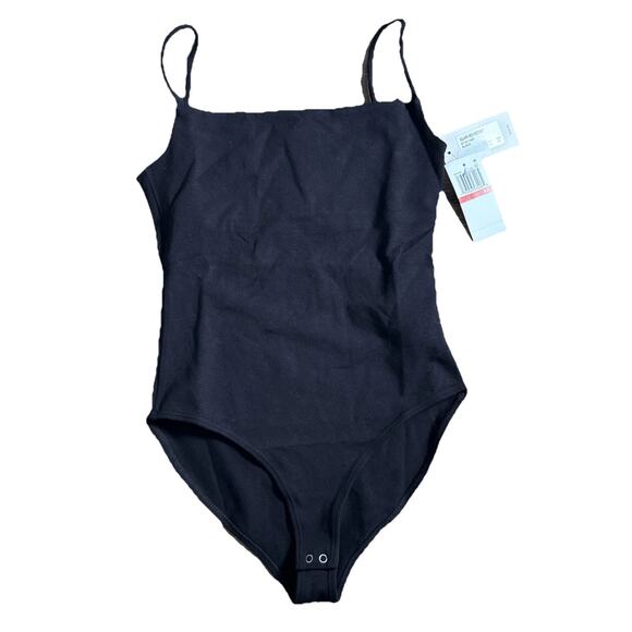 $118 Agolde Women's Black Solid Square Neck Sleeveless Bodysuit Size X-Small - Picture 1 of 6
